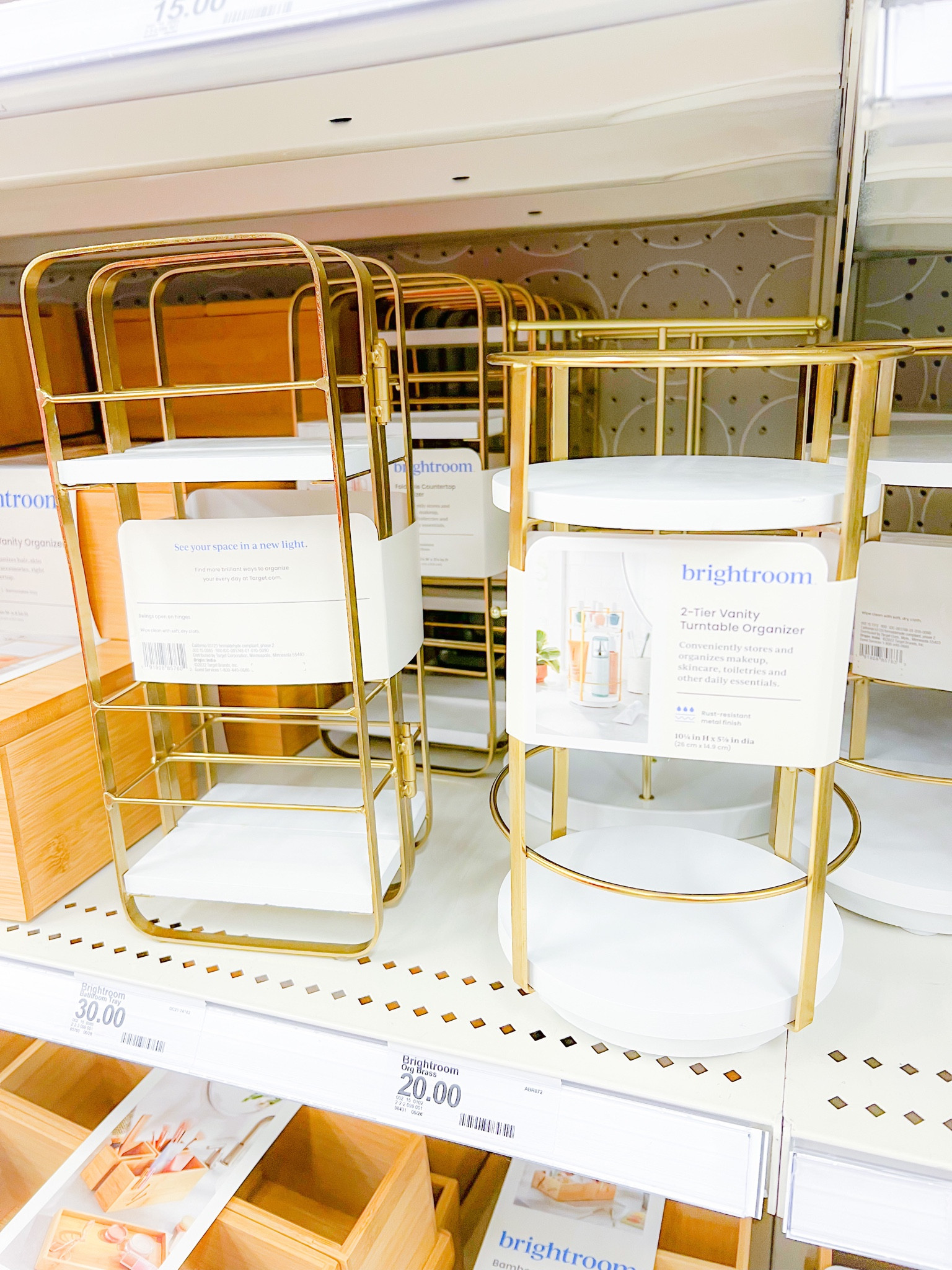 Foldable Shelf Countertop Organizer Brass - Brightroom™