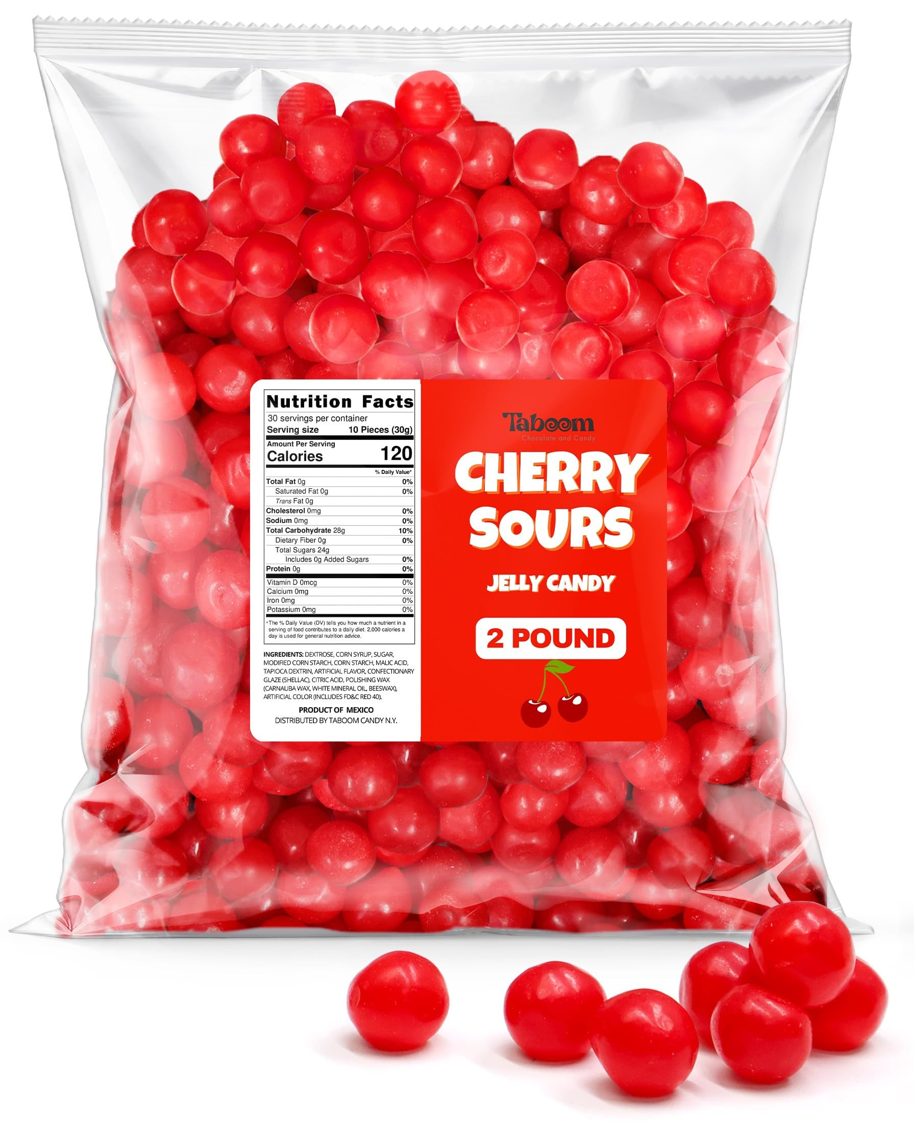Cherry Sours Candy 2 Pound - Soft Chewy Sour Cherry Balls Jelly Candy, Sweet & Tangy Flavored Old... | Amazon (US)