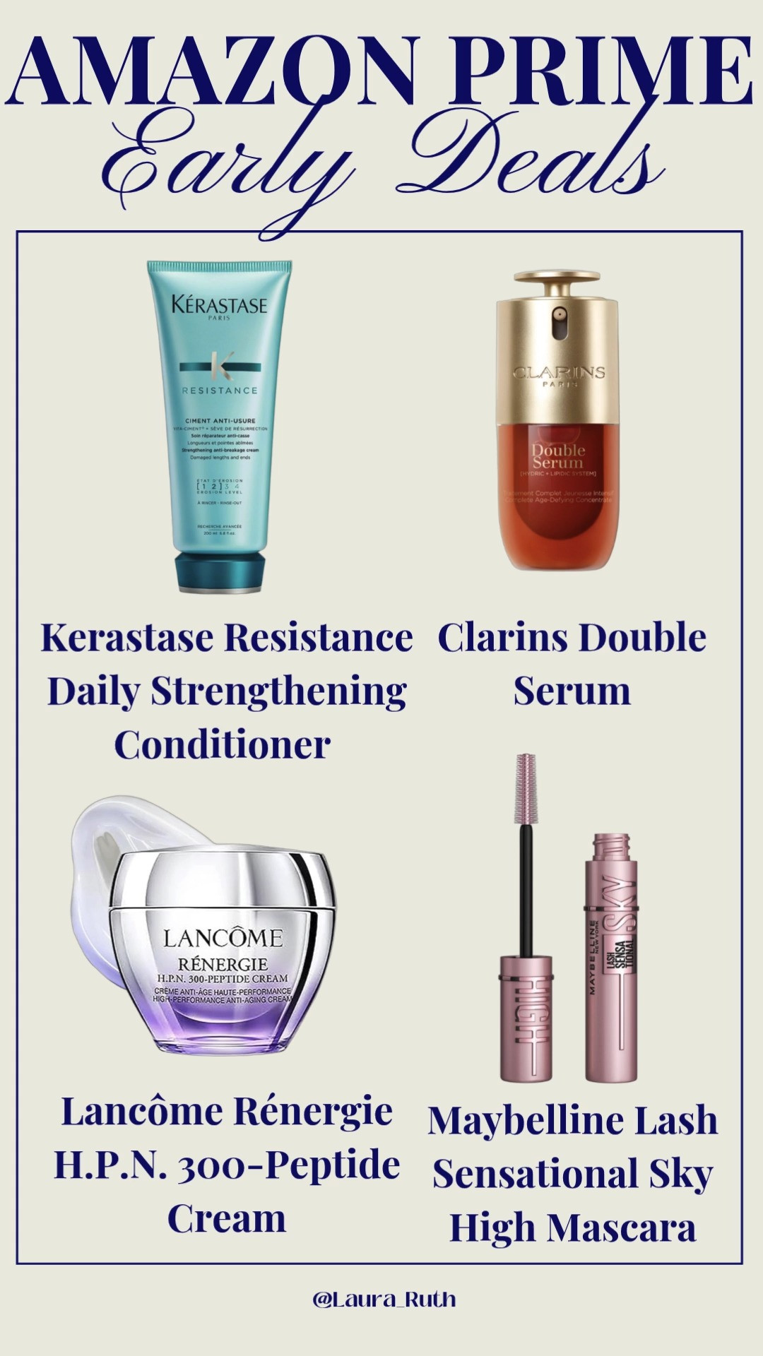 Amazon Prime Day beauty deals are starting early and there are some amazing savings on luxury beauty favourites right now! ✨ If any of these have been on your wishlist, now is the time to grab them while they're discounted. 🛒🤎

💙 Kérastase Resistance Daily Strengthening Conditioner – designed to help strengthen and protect damaged hair

✨ Clarins Double Serum – a cult-favorite anti-aging serum loved for its radiance boosting benefits

💜 Lancôme Rénergie H.P.N. 300-Peptide Cream – one of my most loved night creams for waking up with skin that feels hydrated, smooth, and refreshed

🤍 Maybelline Lash Sensational Sky High Mascara – a viral favourite for impressive length and lift

Shop my Prime Day beauty finds through my LTK before these deals are gone! ✨🤎 

 #LTKuk #LTKsummer #LTKbeauty