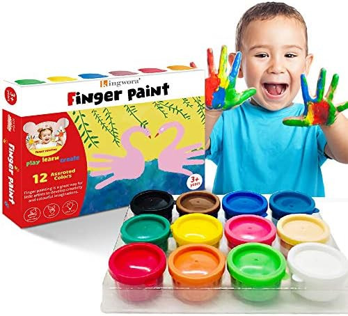 Finger Paint for Toddlers Non-Toxic Washable, 12 Bright Colors Painting for Kids DIY Crafts Paint... | Amazon (US)