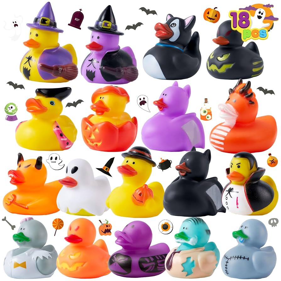 JOYIN 18 PCS Halloween Rubber Ducks, Halloween Ducks for Halloween Goodie Bag Fillers, Rubber Duc... | Amazon (US)