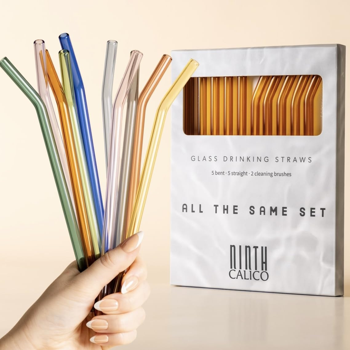 10-Pack Reusable Glass Drinking Straws – Colorful, Durable, Shatter-Resistant – Includes 5 St... | Amazon (US)