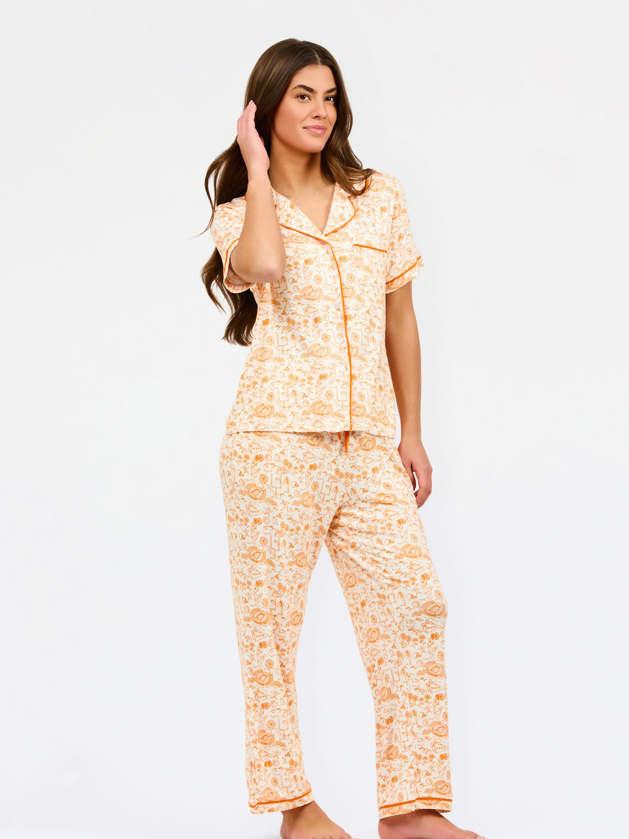 Women's Charlotte Pants Set | Team Toile Orange | Mary Square