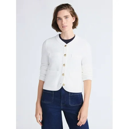 Free Assembly Women s and Women s Plus Textured Cardigan Sweater with Welt Pockets Lightweight Sizes XS-4X | Walmart (US)