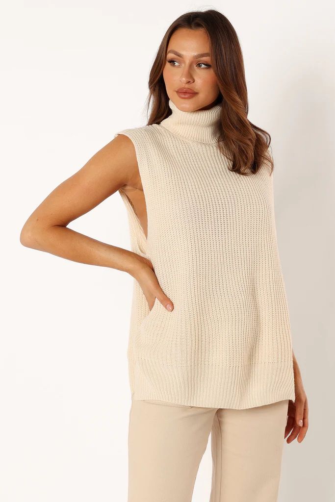 Celaena Turtleneck Sleeveless Sweater - Cream | Petal & Pup (US)