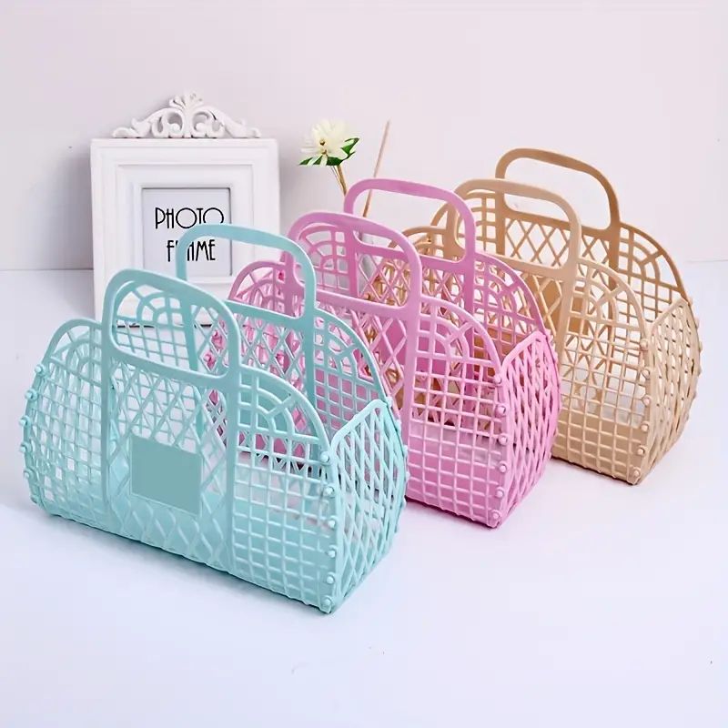 Portable Plastic Storage Basket Beach Bag, Simple Travel Storage Bag | Temu Affiliate Program