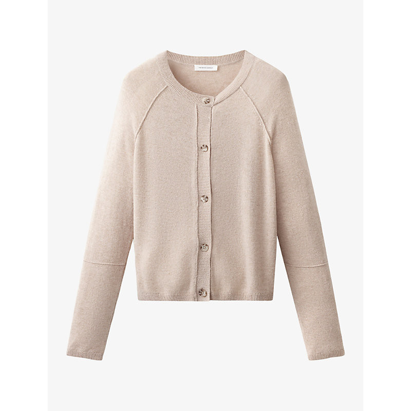 The White Company Womens Dustytaupe Exposed-Seam Wool-Blend Cardigan M | Selfridges