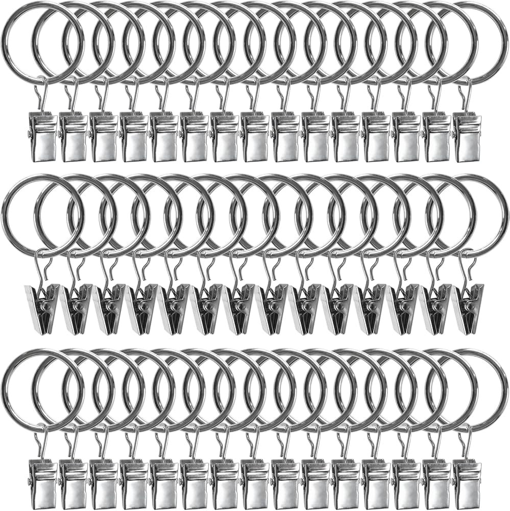 AMZSEVEN 44 Pack Metal Curtain Rings with Clips, Curtain Hangers Clips, Drapery Clips with Rings,... | Amazon (US)