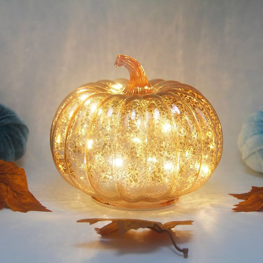 Mercury Glass Pumpkin Light with Timer, with 10 Fairy Lights Inside,Battery Operated Led Pumpkin ... | Amazon (US)