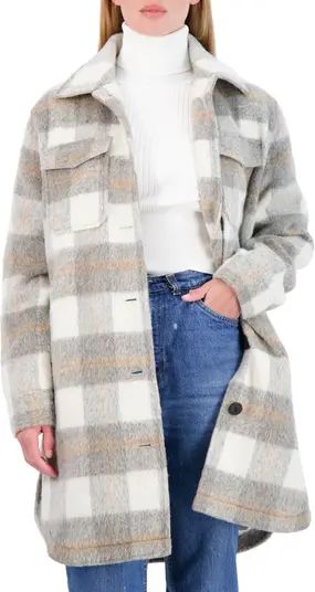 Sebby Collection Brushed Plaid Long Shirt Jacket | Nordstromrack | Nordstrom Rack