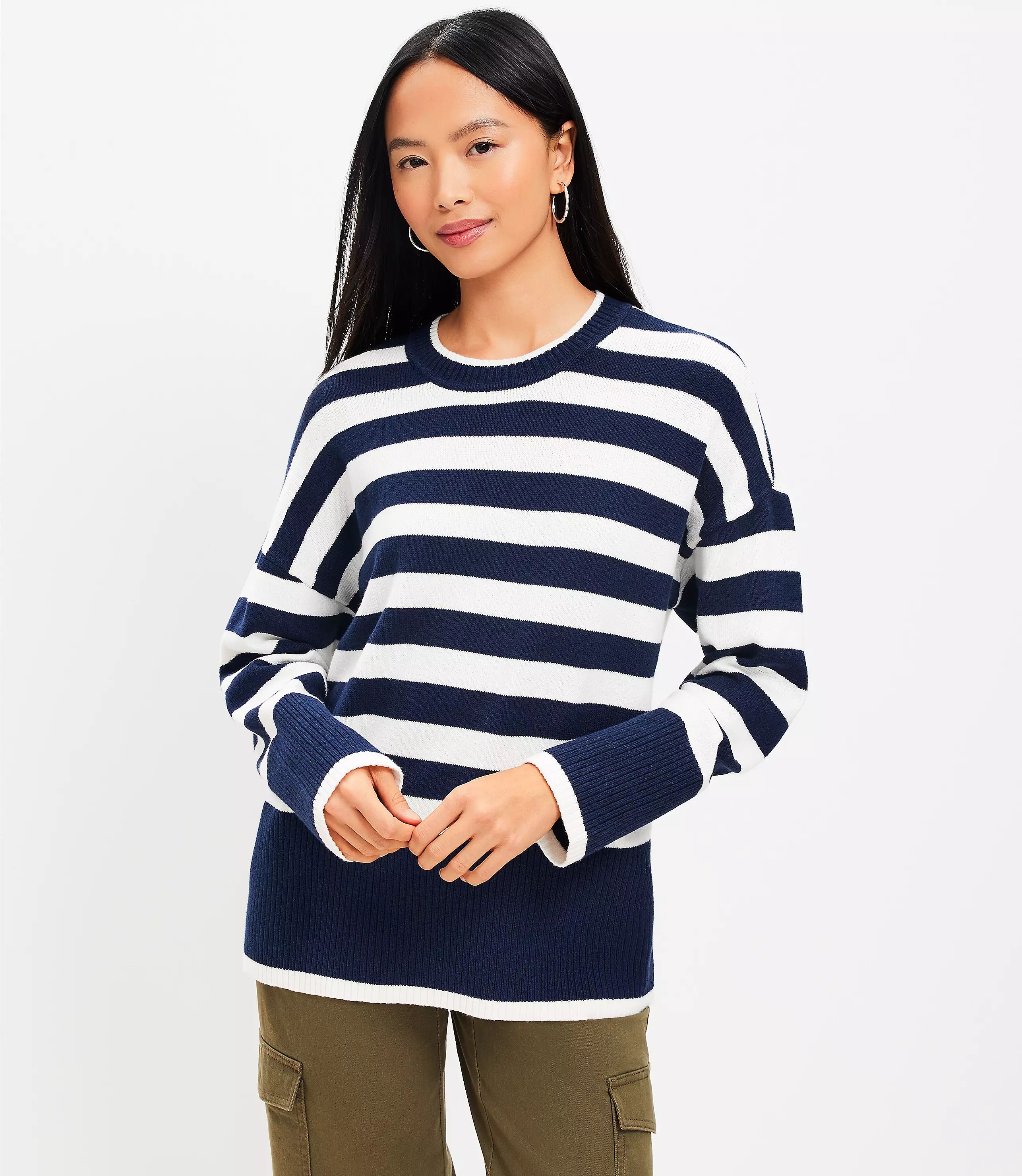 Stripe Relaxed Tunic Sweater | LOFT