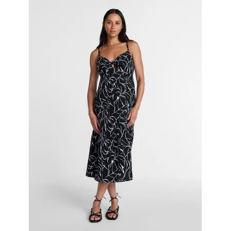 Time and Tru Women s Tie Front Sleeveless Midi Dress Sizes XS-XXXL | Walmart (US)