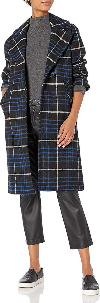 Rachel Roy Women's Plaid Notch Collar Wool Coat | Amazon (US)