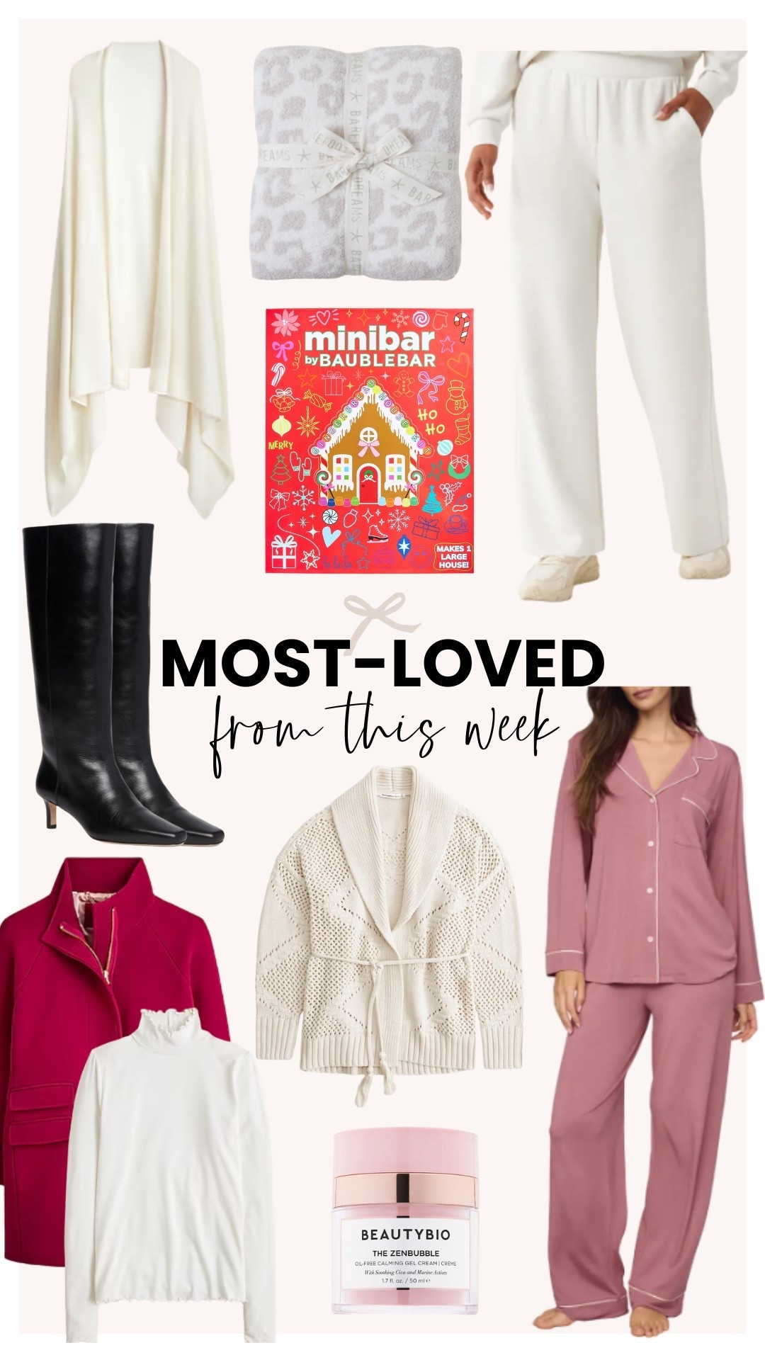 Most loved items from this week! I am so happy everyone likes the baublebar minibar as much as I did! Other favorites of mine are the red J.Crew jacket, Abercrombie sweater, and pajama set! 

#LTKSeasonal #LTKHoliday #LTKGiftGuide