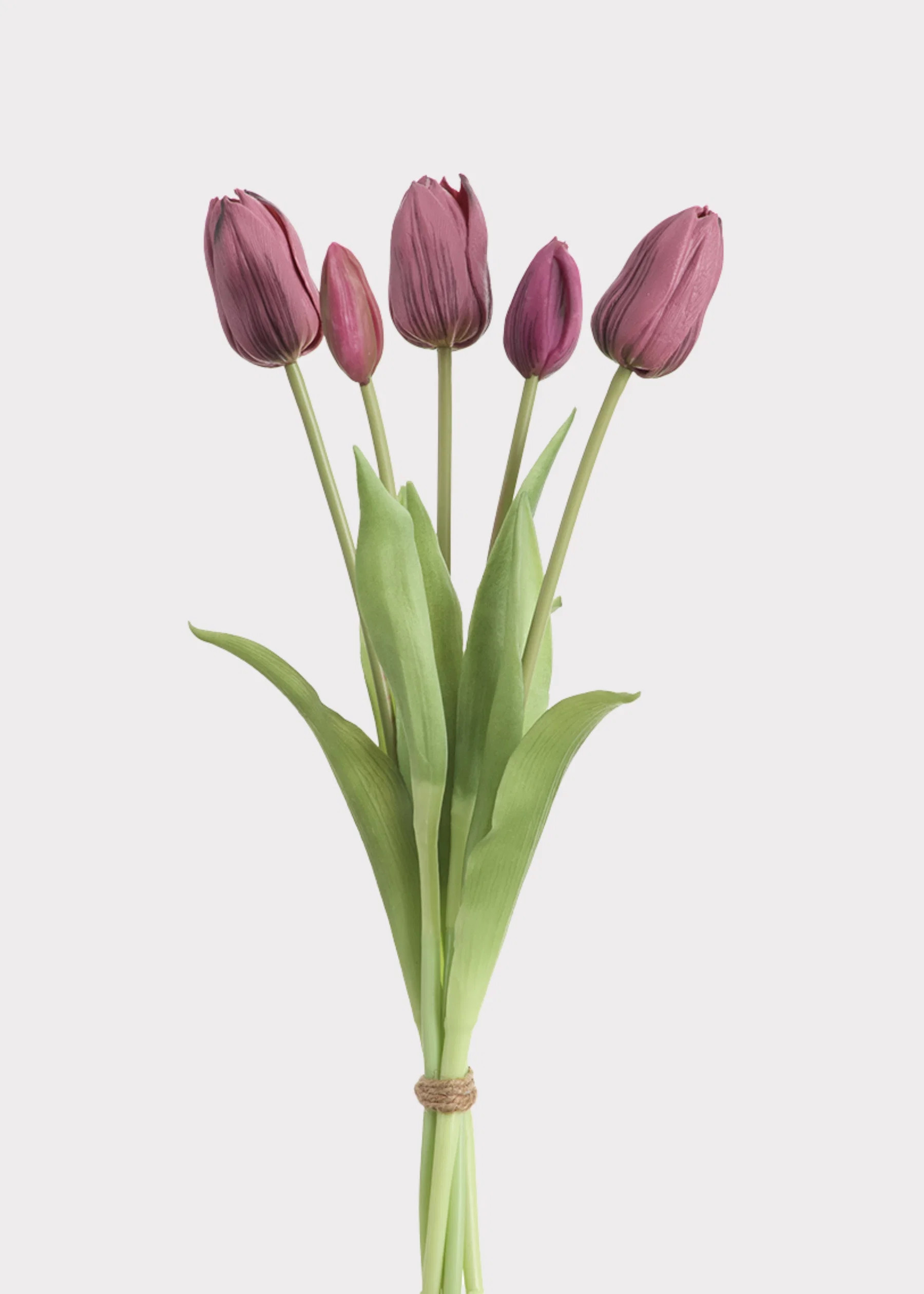 Plum Purple Real Touch Dutch Tulip Spring Flower Bouquet - 16" | Afloral