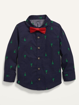 Christmas Tree Print Built-In Flex Shirt & Bow-Tie Set for Toddler Boys | Old Navy (US)