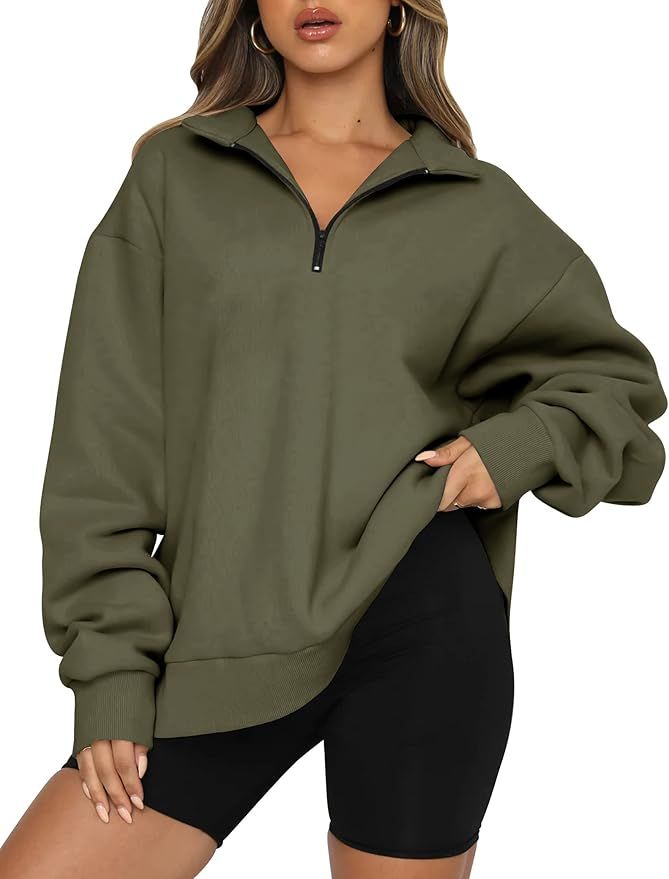 Trendy Queen Womens Oversized Sweatshirts Hoodies Half Zip Pullover Fall Fashion Outfits 2023 Y2k... | Amazon (US)