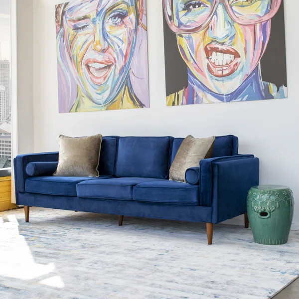 Lindel Velvet 88" Flared Arm Sofa | Wayfair North America