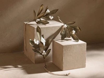 Mistletoe Ornaments in Brass (Set of 3) | Arhaus | Arhaus