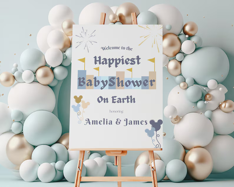 Disneyland Themed Baby Shower Welcome Sign - Editable Canva Template - Digital Download - Etsy | Etsy (US)