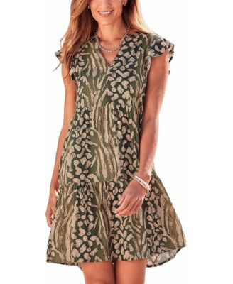 Lascana Women's Animal Print Tiered Dress - Animal print | Macy's