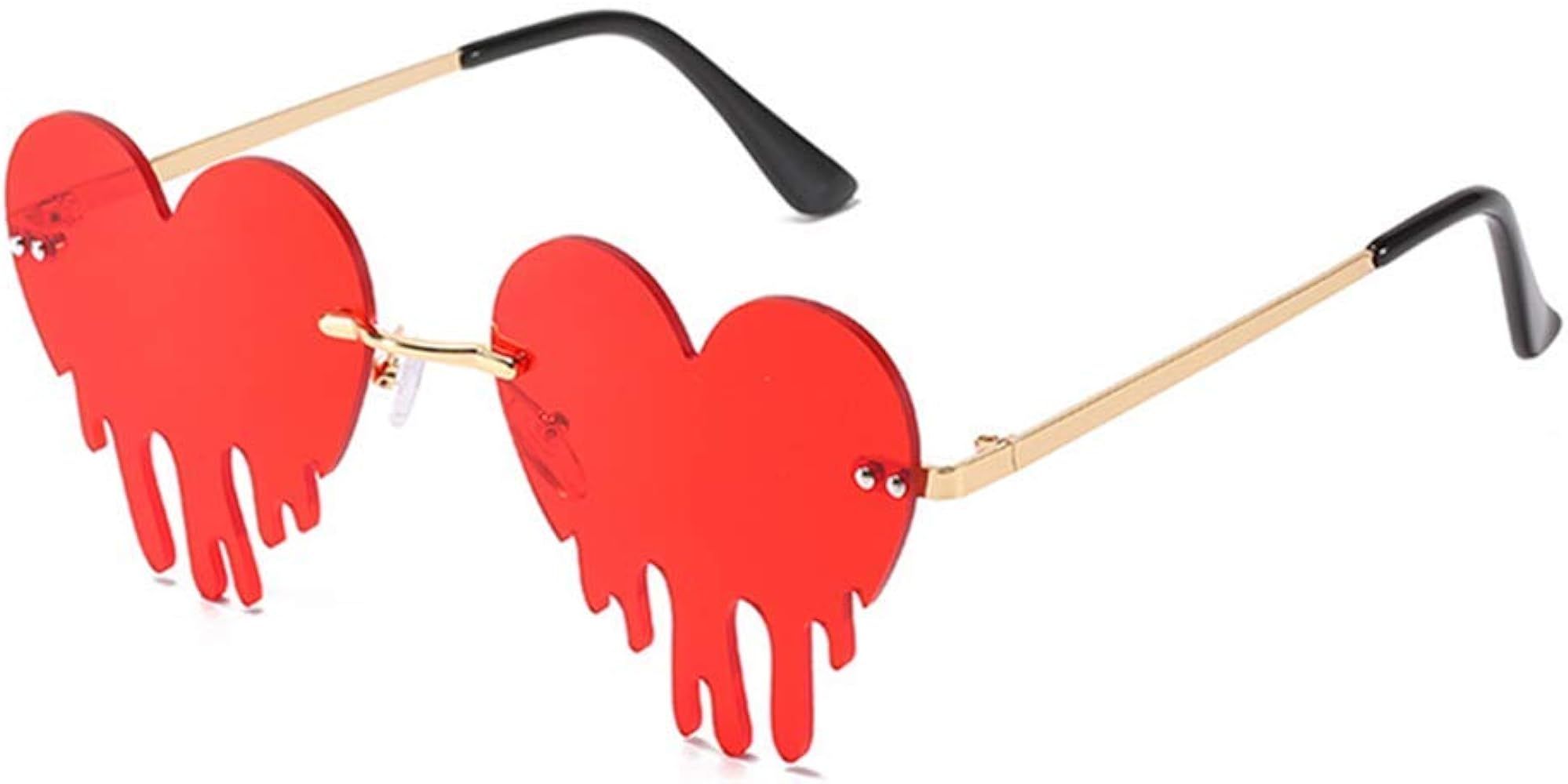 ENTHYI Melting Heart Sunglasses for Men/Women Rimless Irregular Party Unique Sun Glasses | Amazon (US)