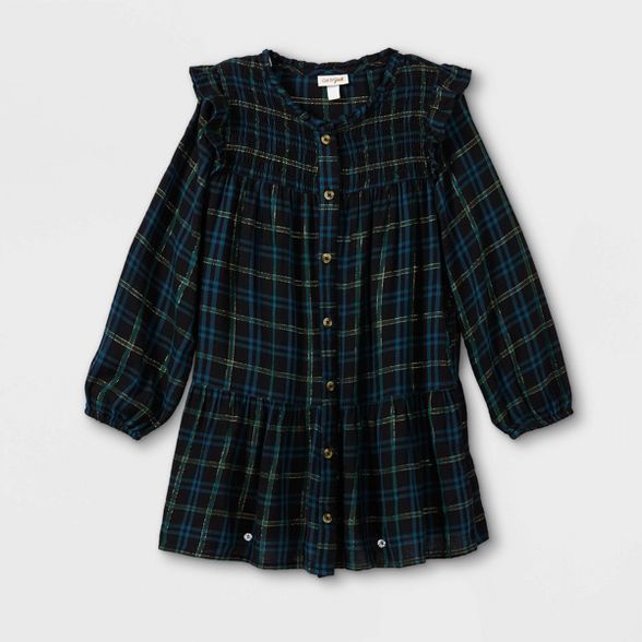 Girls' Plaid Woven Long Sleeve Dress - Cat & Jack™ | Target