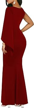 Women's Elegant One Bell Sleeve Side Split Bodycon Long Formal Evening Dress | Amazon (US)
