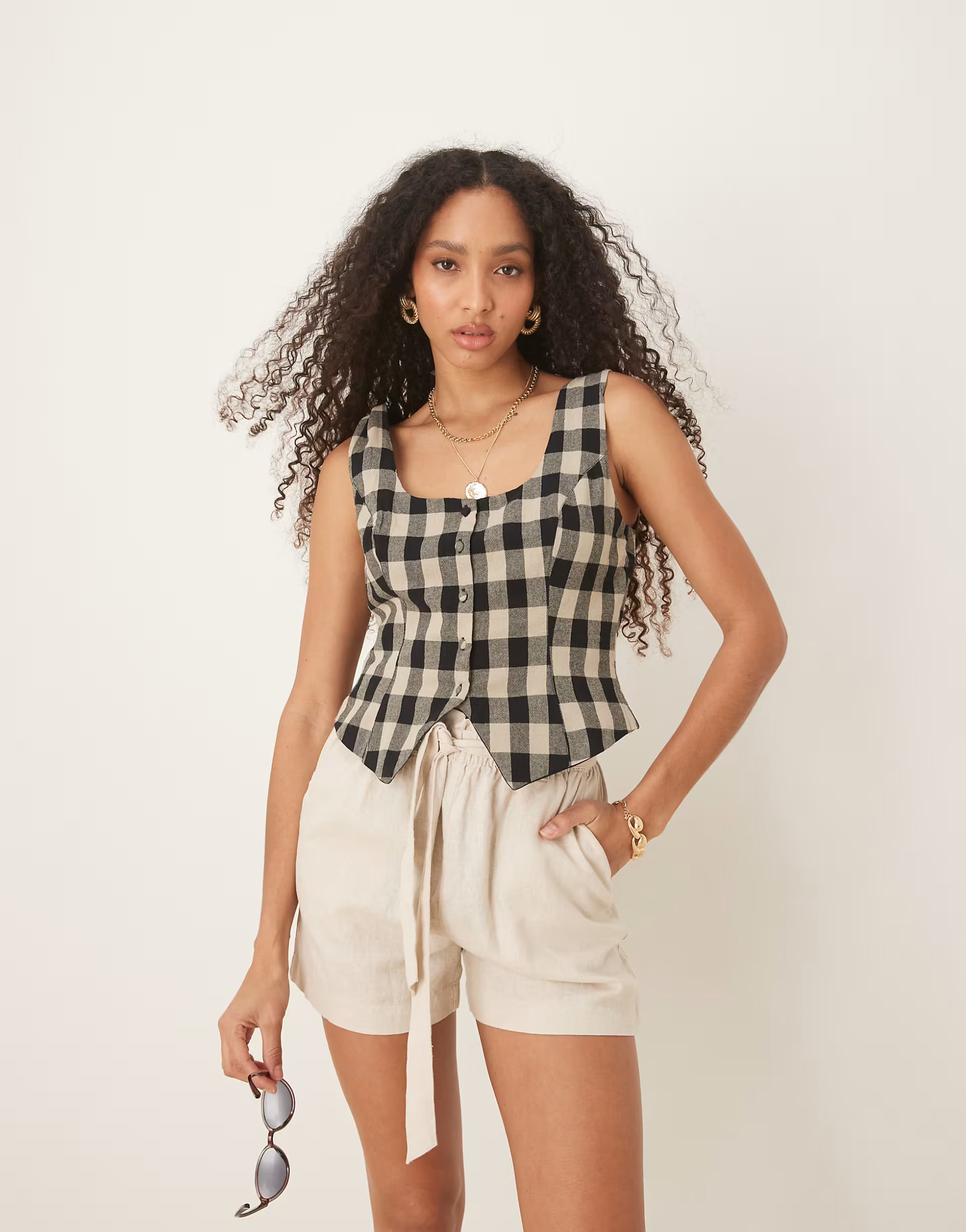 Nobody's Child Celeste waistcoat in mono gingham | ASOS (Global)