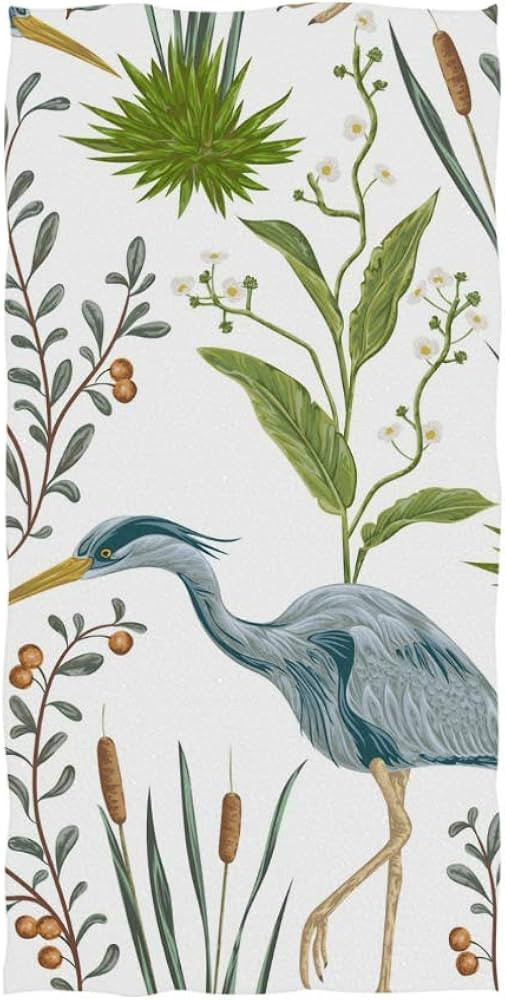 senya Heron Bird Swamp Plants Hand Towel Ultra Soft Luxury Towels for Bathroom 30"x15" | Amazon (US)