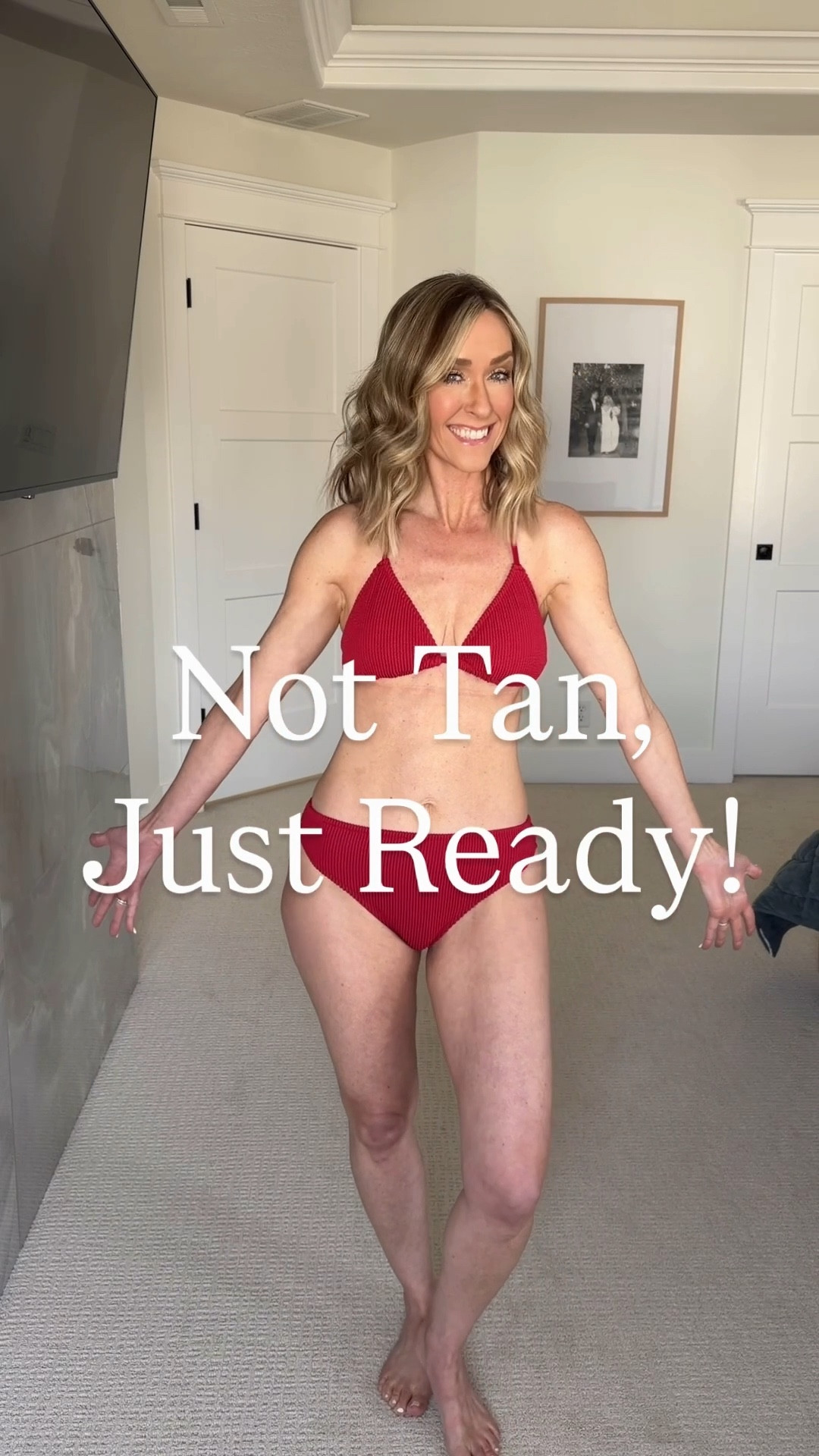 No tan, just ready! But definitely need some sun ☀️ 

Red textured bikini ✔️
Two-piece cover-up ✔️
Sandals + beach bag ✔️

Counting down to a girls trip with my college friends — sun, laughs, and making memories like we used to. The tan can wait… the fun is already packed. ❤️ 

#LTKTravel #LTKSwim #LTKOver40