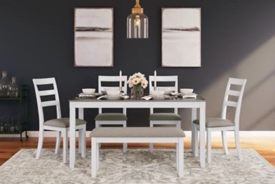 Stonehollow Dining Table and 4 Chairs and Bench Set | Ashley Homestore