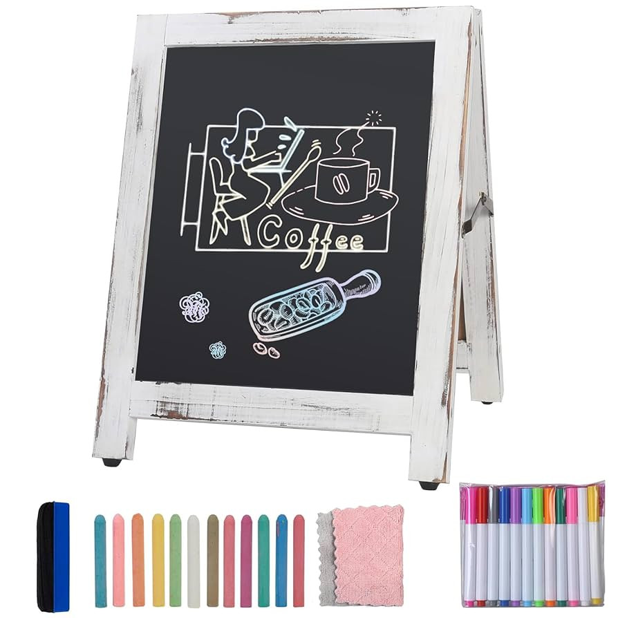 Chalkboard Signs, 10" x 14" Tabletop Small Chalk Board Sign with Stand for Food, A-Frame Table Si... | Amazon (US)