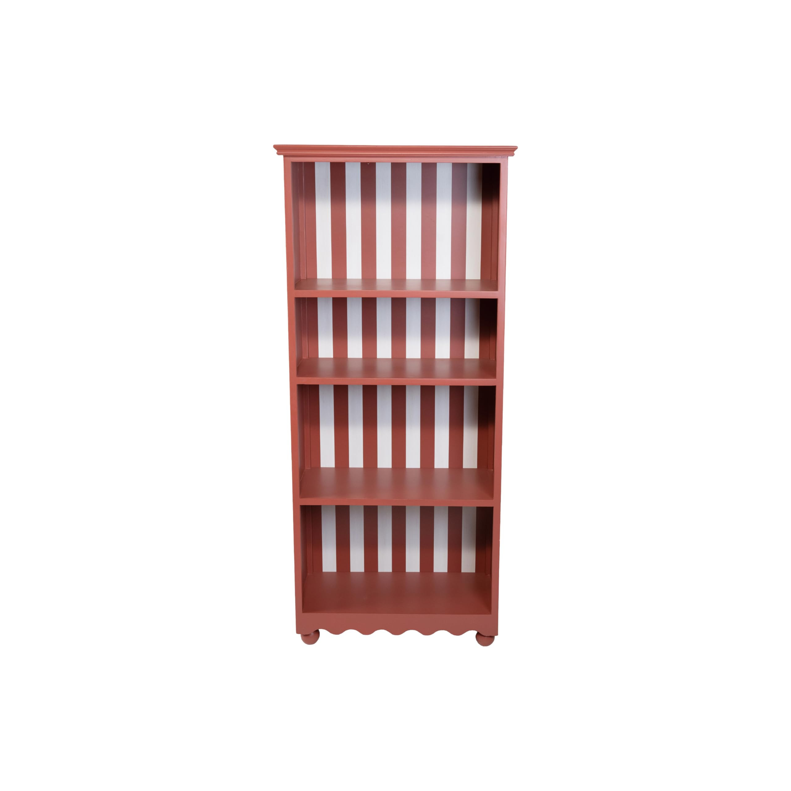 Bloomingville Wood Shelf with 4 Shelves, Striped Backing, Scalloped Base and Ball Feet, Clay Colo... | Amazon (US)