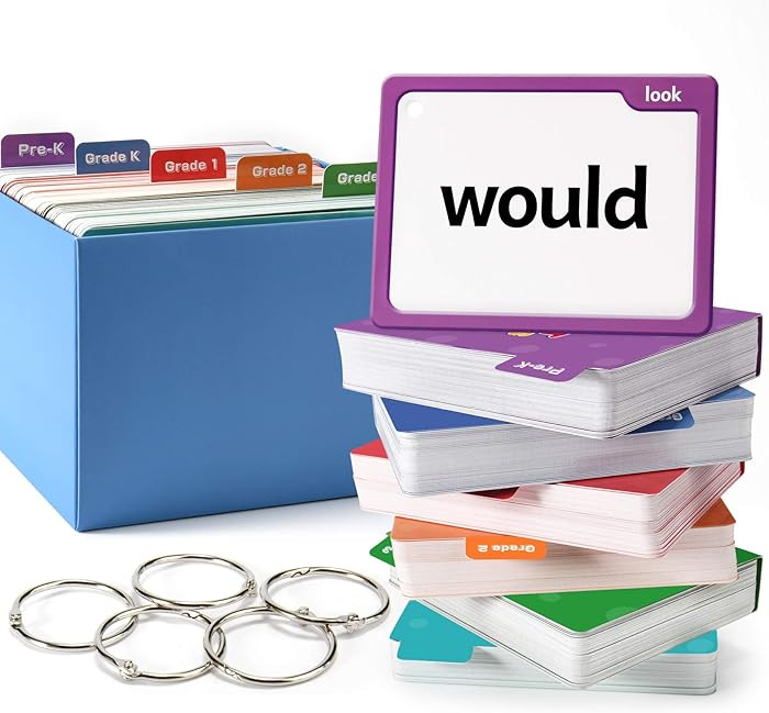 Torlam 520 Sight Words Flash Cards Kindergarten Homeschool Supplies with Card Folders & Rings - H... | Amazon (US)