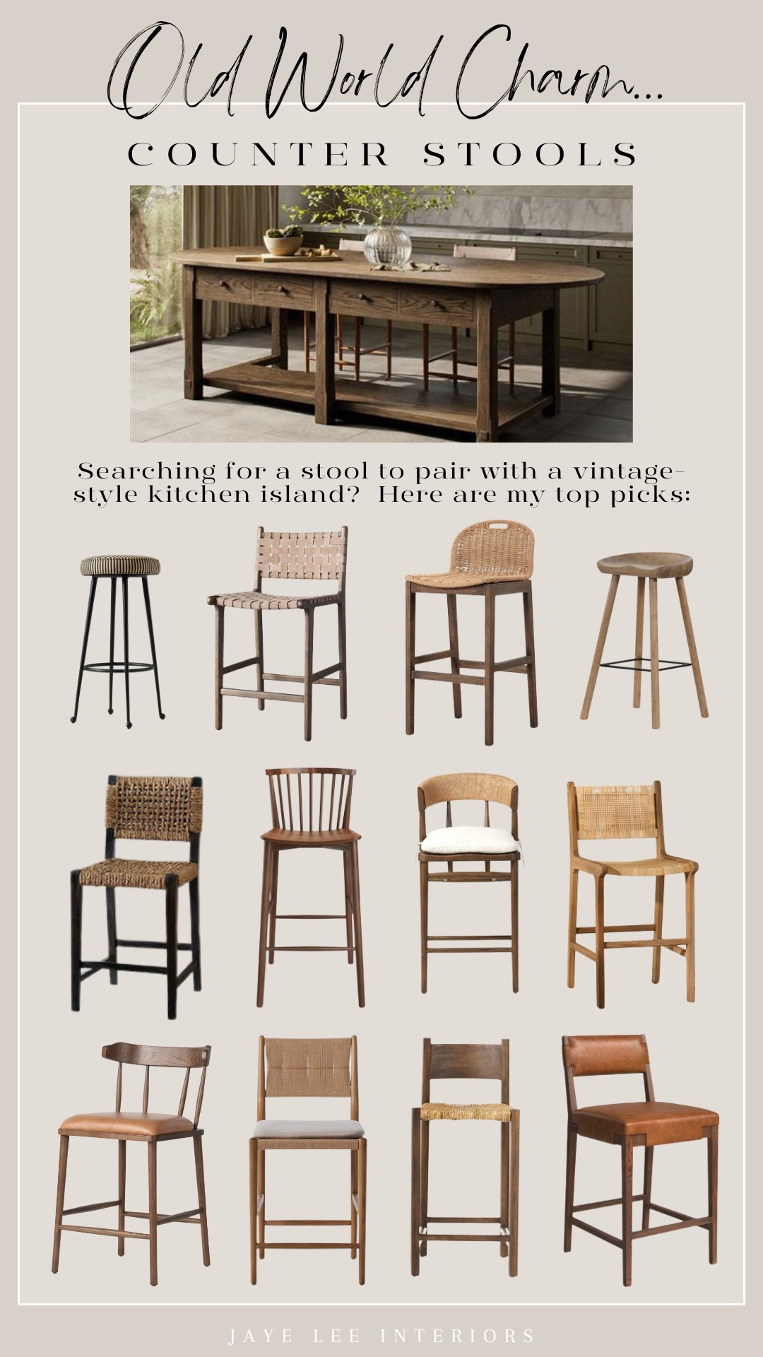 Searching for a stool to pair with a vintage-style kitchen island? Here are my top picks to add warmth and old world charm to your kitchen...

top-quality, highly-durable bar and counter stools, Bar stools, counter stools, high back counter stool, Old world kitchen, vintage kitchen finds, kitchen counter stool, vintage kitchen island seating, dining chairs, dining furniture, counter height stool, bar height stool, leather stool, natural woven stool, traditional bar stools, swivel bar stool, coastal home styling, kid-friendly furniture, designer furniture, designer bar stools

#LTKHome #LTKFamily #LTKStyleTip