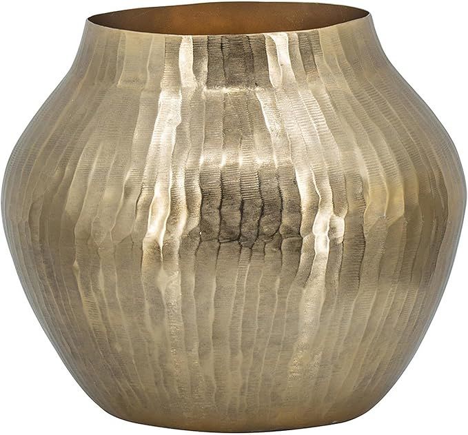 Benjara BM302539 13 in. Kria Curved Shape & Hammered Texture Modern Vase Gold Metal | Amazon (US)