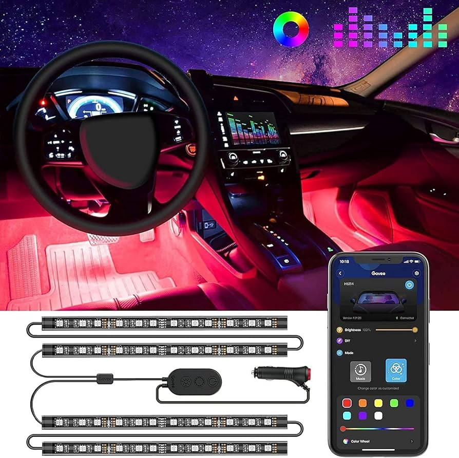 Govee Car LED Lights, Smart Car Interior Lights with App Control, RGB Lights with DIY Mode and Mu... | Amazon (US)
