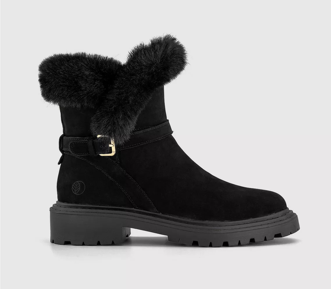 Earth Addict: Akka Fur Cuff Ankle Boots | Office Shoes (UK)