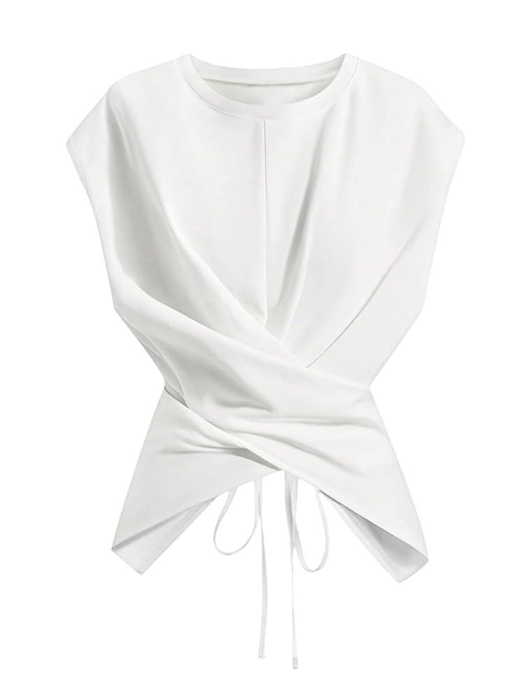 Verdusa Women's Tie Back Cinched Waist Wrap Top Sleeveless Going Out Workout Cute Corset Tops | Amazon (US)