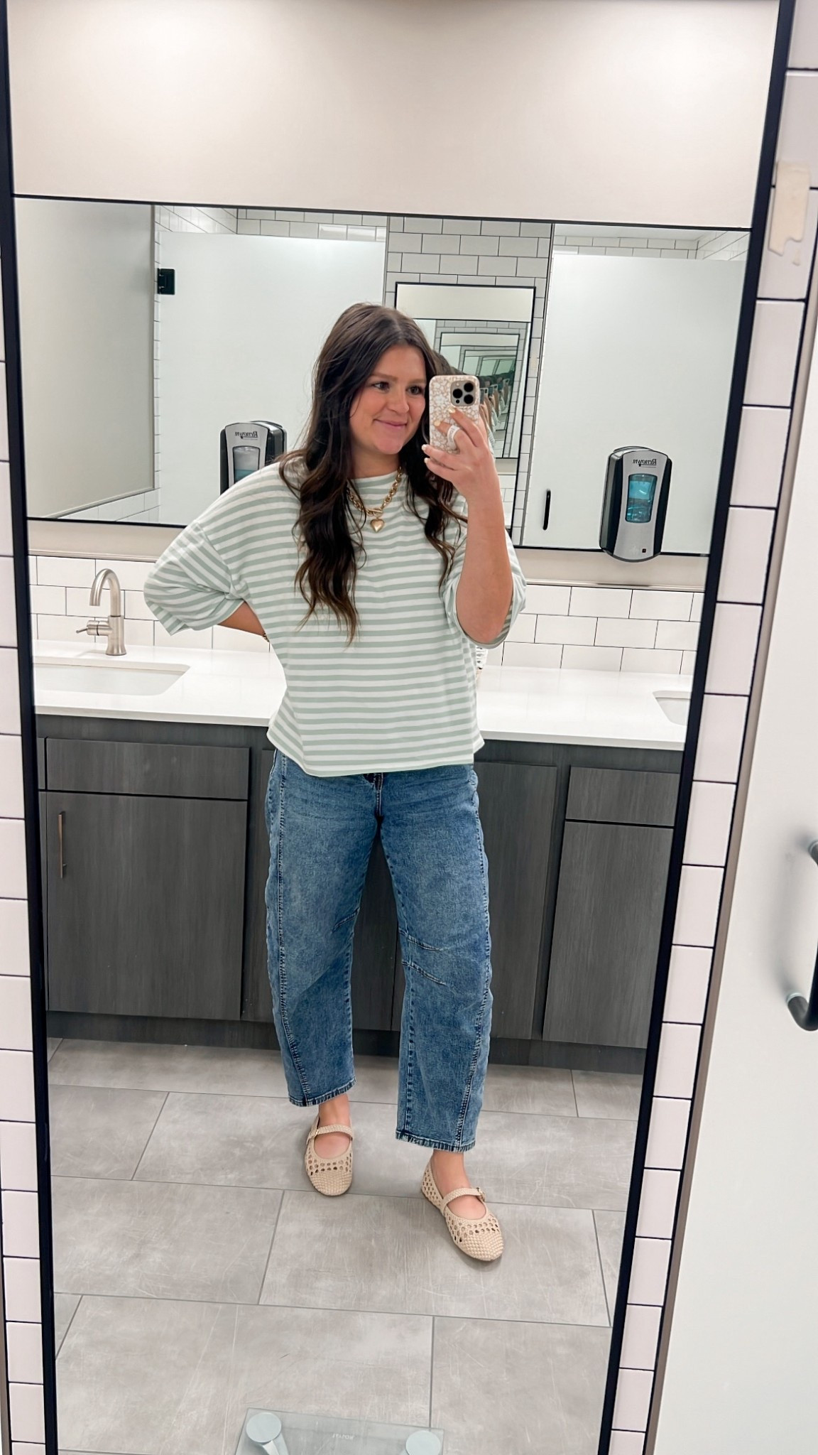 Obsessed with this mom friendly work outfit. Might not be work appropriate for everyone because it’s a bit more on the casual side BUT she is perfect for everyday mom life. 

Top is from a lounge set, M, TTS. Jeans are my all time fave, also size M & TTS. 

Amazon finds / Amazon fashion / business casual spring outfits / casual outfits / casual mom outfits / mom outfits / comfy mom outfit / comfy outfits / mom style / mom workwear / everysay mom outfit / SAHM outfit / comfy mom workwear / comfy workwear / barrel jeans / Amazon jeans / mom jeans / spring outfit / spring workwear / teacher outfit / spring shoes / work shoes / striped set / stripes / striped top / gold necklace / striped outfit 

#LTKmomlife #LTKWorkwear #LTKootd