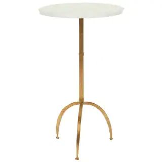 Safavieh Hidden Treasures White Granite Brass Accent Table | Bed Bath & Beyond