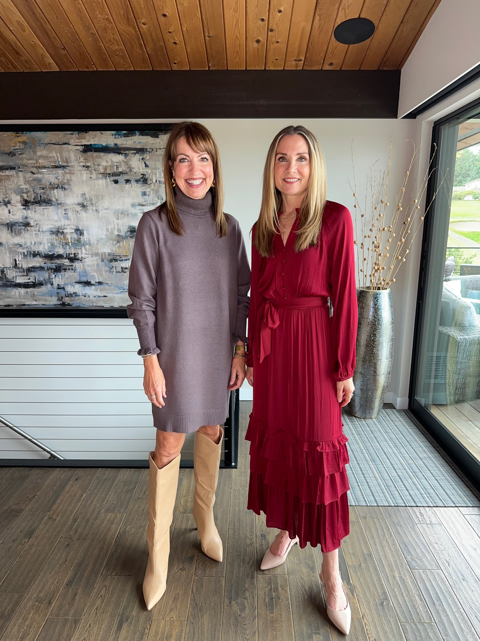 Thanksgiving outfit ideas! Sweater dress with tall brown boots, red long sleeve midi dress with nude slingback heels. Fall dress, winter dress, wedding guest dress 

#LTKSaleAlert #LTKHoliday #LTKFindsUnder50