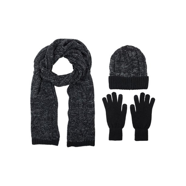 Mens Berkshire Cold Weather 3 Piece Set: Beanie Style Hat, I-Touch Gloves and Scarf - Walmart.com | Walmart (US)