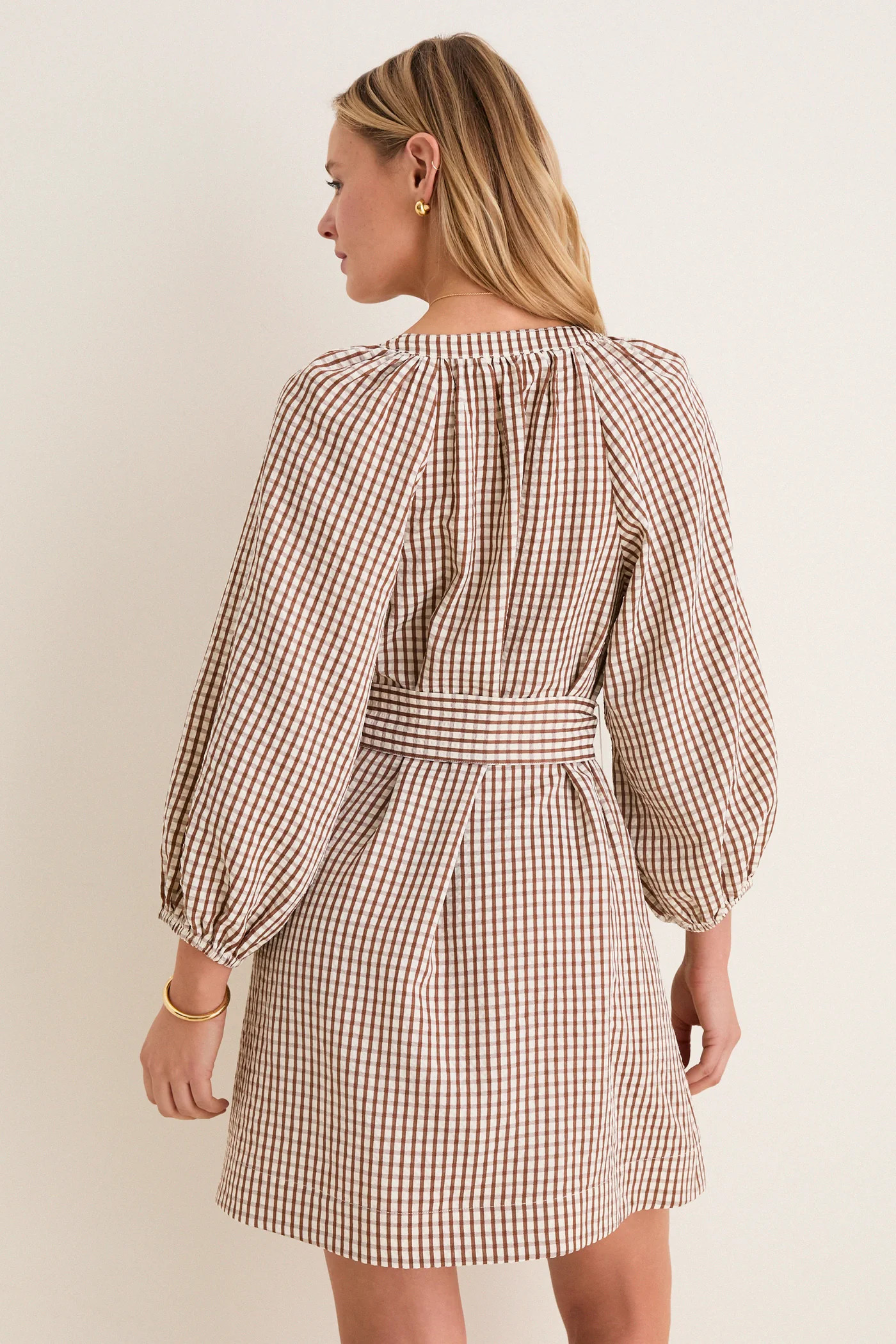 Brown Gingham Harlow Mini Dress | Tuckernuck (US)