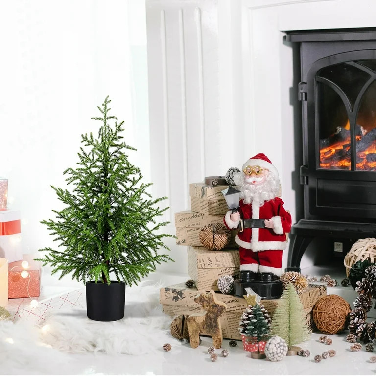 3'Norfolk Pine Artificial Potted Christmas Tree UV Resistant Indoor Outdoor Natural Look Decorati... | Walmart (US)