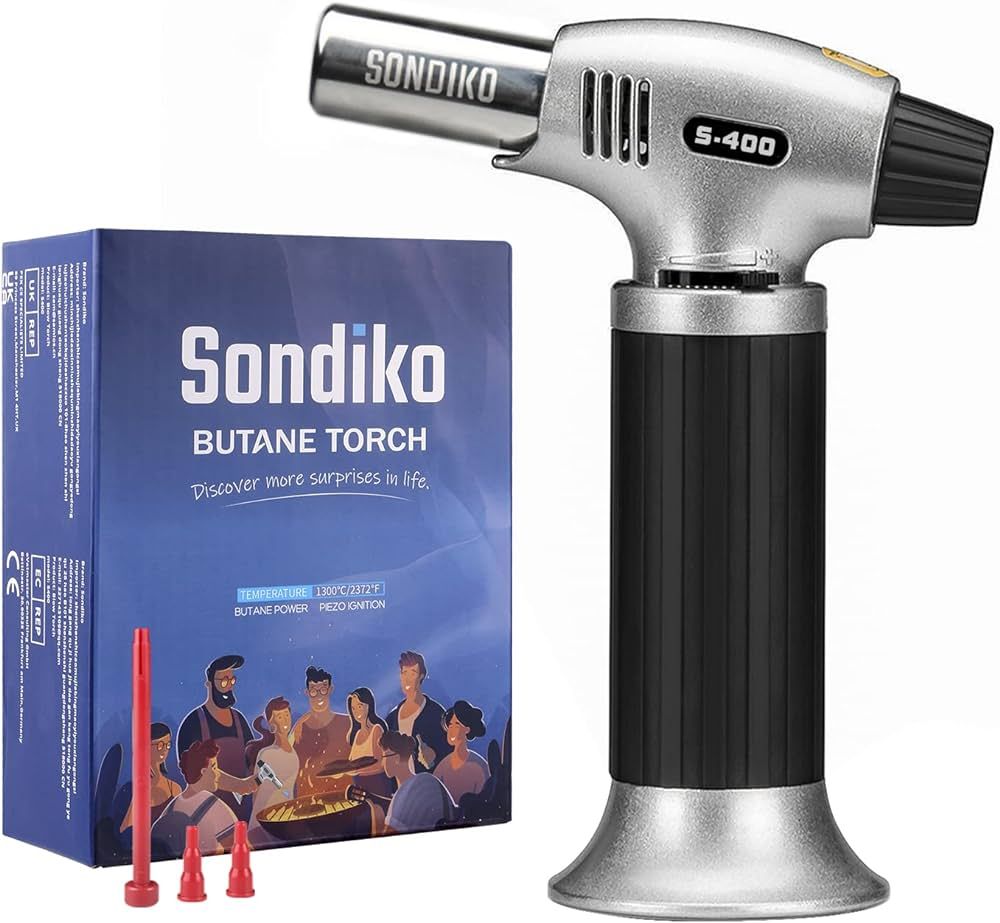 Sondiko Butane Torch S400, Refillable Torch Lighter, Kitchen Torch Blow Torch with Safety Lock an... | Amazon (US)