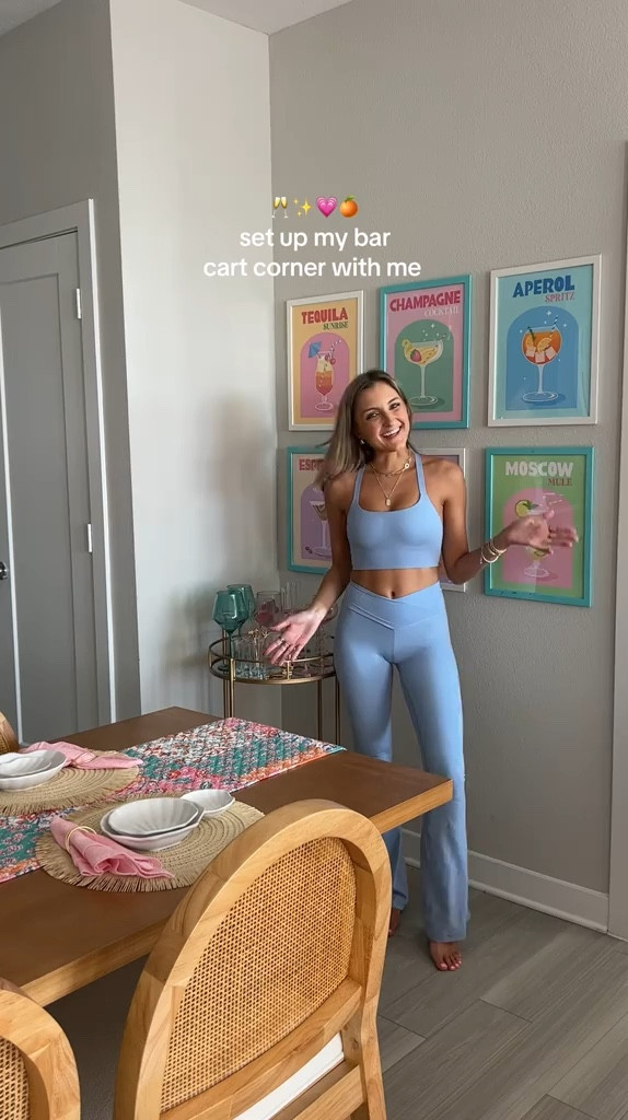 bar cart corner is all set up💗🥂✨