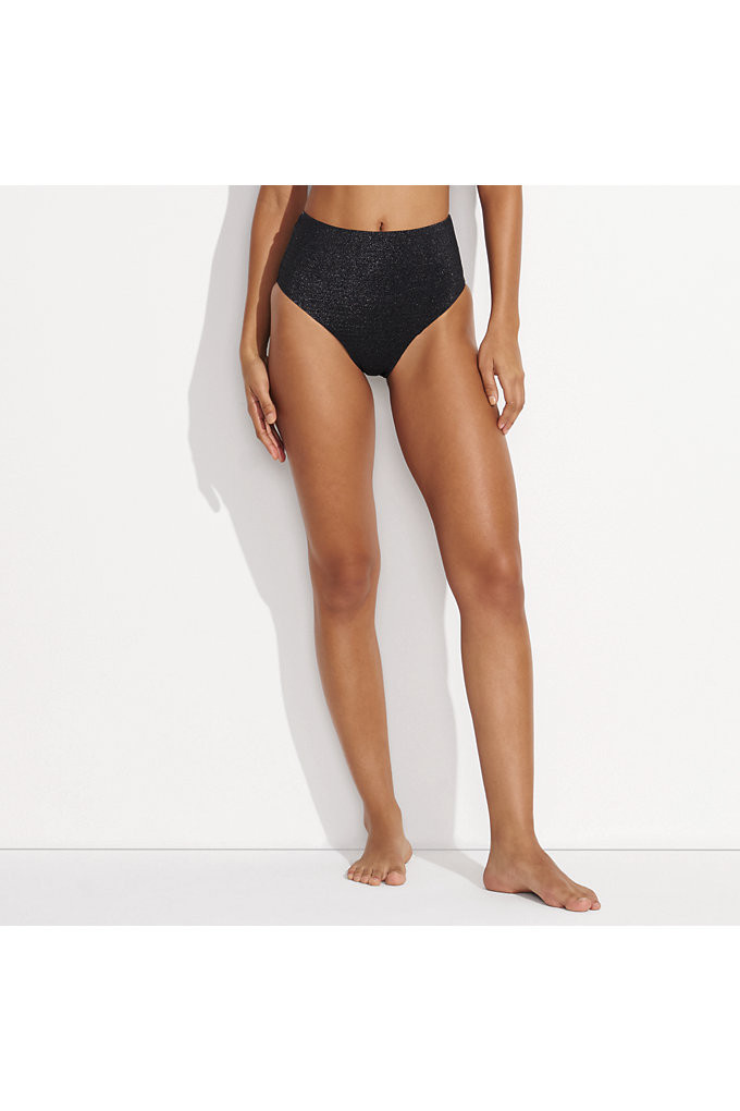 Women's Shine High Waisted Bikini Bottoms - Lands' End - Black - 8 | Lands' End (US)
