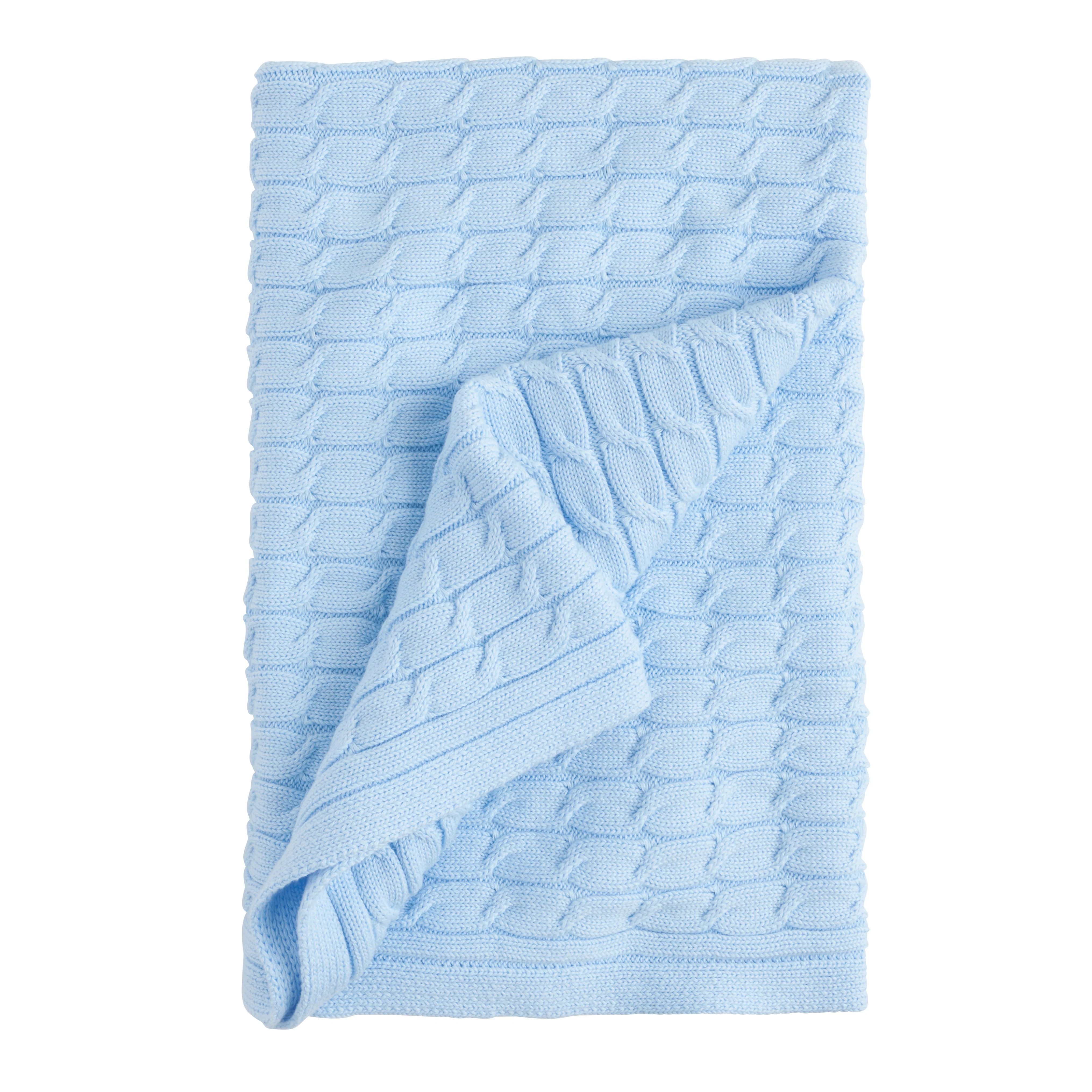 Cable Knit Baby Blanket - Lisht Blue | Little English